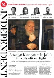 The Independent (UK) Newspaper Front Page for 12 April 2019