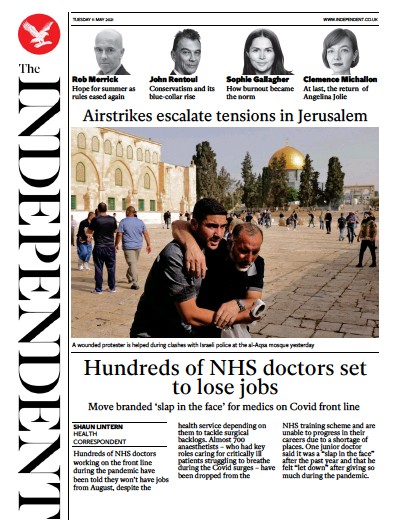 The Independent Newspaper Front Page (UK) for 12 May 2021