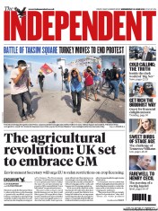 The Independent (UK) Newspaper Front Page for 12 June 2013