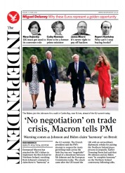 The Independent (UK) Newspaper Front Page for 12 June 2021