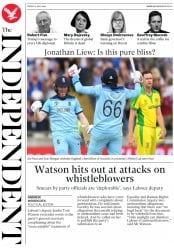 The Independent (UK) Newspaper Front Page for 12 July 2019