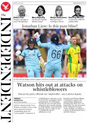 The Independent (UK) Newspaper Front Page for 12 July 2019