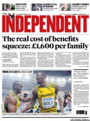 The Independent (UK) Newspaper Front Page for 12 August 2013