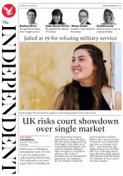The Independent (UK) Newspaper Front Page for 12 August 2017
