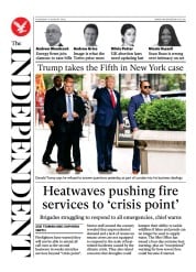 The Independent (UK) Newspaper Front Page for 12 August 2022