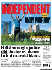 The Independent (UK) Newspaper Front Page for 12 September 2012