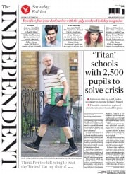 The Independent (UK) Newspaper Front Page for 12 September 2015