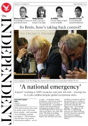 The Independent (UK) Newspaper Front Page for 12 September 2018