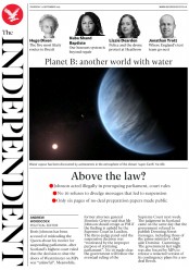 The Independent (UK) Newspaper Front Page for 12 September 2019