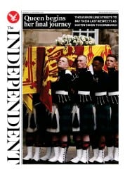 The Independent front page for 12 September 2022