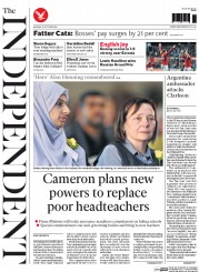 The Independent (UK) Newspaper Front Page for 13 October 2014