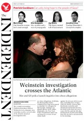 The Independent (UK) Newspaper Front Page for 13 October 2017