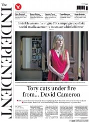 The Independent (UK) Newspaper Front Page for 13 November 2015