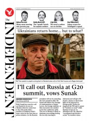 The Independent front page for 13 November 2022