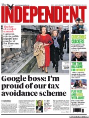 The Independent (UK) Newspaper Front Page for 13 December 2012