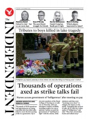 The Independent (UK) Newspaper Front Page for 13 December 2022