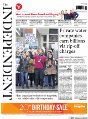 The Independent (UK) Newspaper Front Page for 13 January 2016