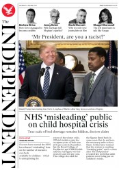 The Independent (UK) Newspaper Front Page for 13 January 2018