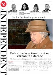 The Independent (UK) Newspaper Front Page for 13 January 2020