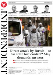 The Independent (UK) Newspaper Front Page for 13 March 2018