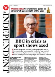 The Independent (UK) Newspaper Front Page for 13 March 2023