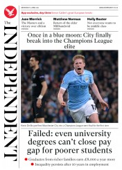 The Independent (UK) Newspaper Front Page for 13 April 2016