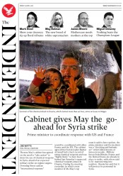 The Independent (UK) Newspaper Front Page for 13 April 2018