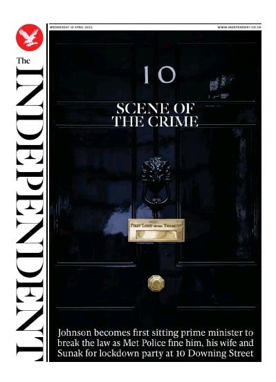 The Independent Newspaper Front Page (UK) for 13 April 2022