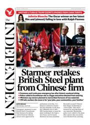 The Independent front page for 13 April 2025