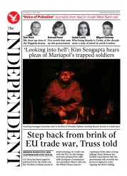 The Independent (UK) Newspaper Front Page for 13 May 2022