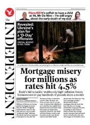The Independent front page for 13 May 2023