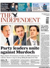 The Independent (UK) Newspaper Front Page for 13 July 2011