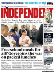 The Independent (UK) Newspaper Front Page for 13 July 2013