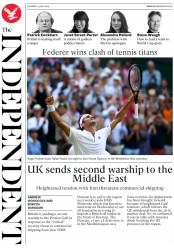 The Independent (UK) Newspaper Front Page for 13 July 2019