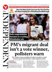 The Independent front page for 13 July 2025