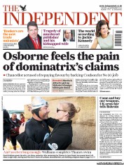 The Independent (UK) Newspaper Front Page for 13 September 2011