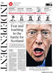 The Independent (UK) Newspaper Front Page for 13 September 2014