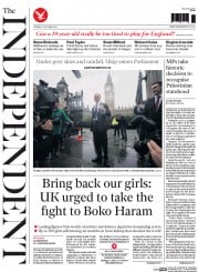The Independent Newspaper Front Page (UK) for 14 October 2014