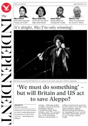 The Independent (UK) Newspaper Front Page for 14 October 2016