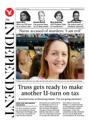 The Independent (UK) Newspaper Front Page for 14 October 2022
