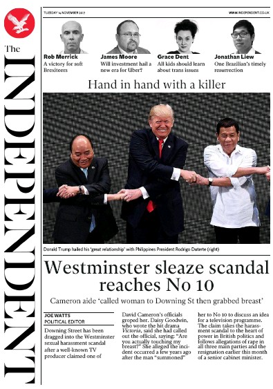 The Independent Newspaper Front Page (UK) for 14 November 2017