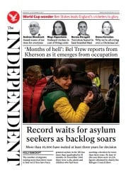 The Independent (UK) Newspaper Front Page for 14 November 2022