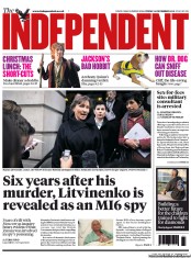 The Independent (UK) Newspaper Front Page for 14 December 2012