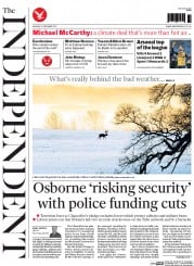 The Independent (UK) Newspaper Front Page for 14 December 2015