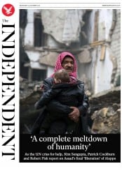 The Independent (UK) Newspaper Front Page for 14 December 2016