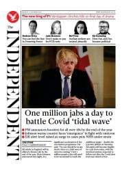 The Independent (UK) Newspaper Front Page for 14 December 2021