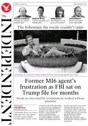 The Independent (UK) Newspaper Front Page for 14 January 2017
