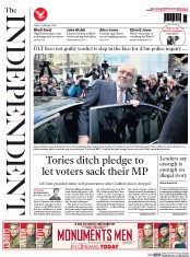 The Independent (UK) Newspaper Front Page for 14 February 2014