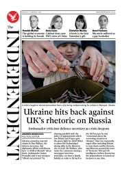 The Independent (UK) Newspaper Front Page for 14 February 2022