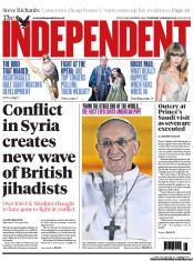 The Independent Newspaper Front Page (UK) for 14 March 2013